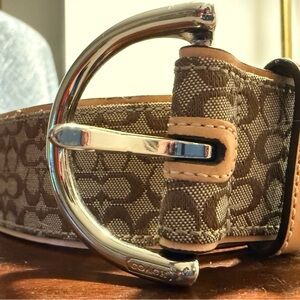 Coach Genuine Leather Tan and Brown Signature “C” Women’s Belt